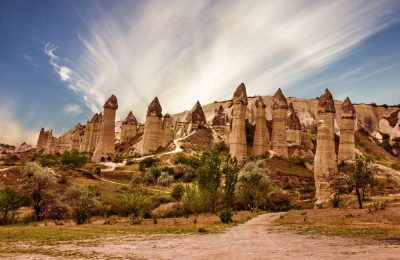 Cappadocia, Anatolia, Turkey. Volcanic mountains in Goreme national park.