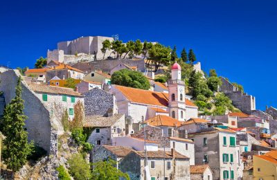 Old stone town of Sibenik view, Dalmatia, Croatia