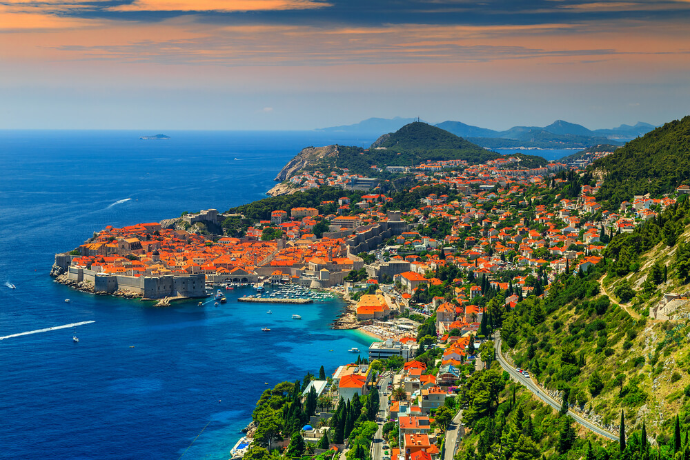 Stunning panorama of Dubrovnik with old town and Adriatic sea,Dalmatia,Croatia,Europe