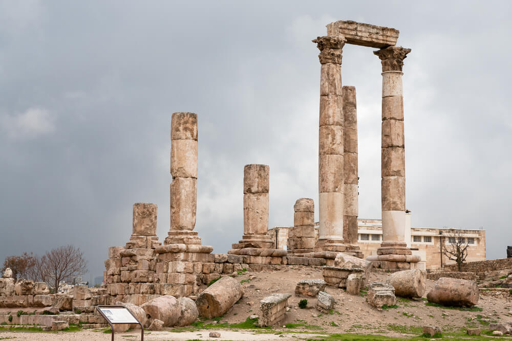 Temple of Hercules in antique citadel in Amman, Jordan