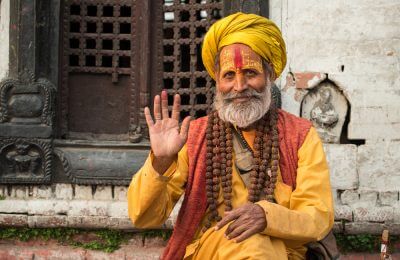 Yogi in Pashupatinath Temple of Kathmandu, Nepal.